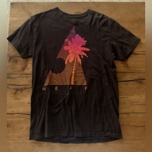 NEFF tee black palm tree neon retro vintage style tee mens small